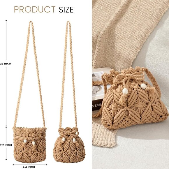 Summer Straw Crossbody Bag Crochet Woven Purse for Women Small Capacity - Picture 3 of 9